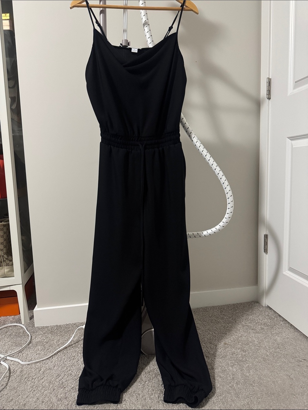 Sleeveless Black Jumpsuit with Elastic Waist